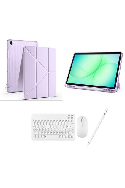 Samsung Galaxy Tab A11 Plus sm-X230 ile Uyumlu Standlı Kılıf Klavye Mouse ve Dokunmatik Kalem Seti