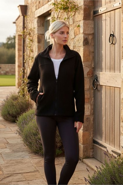 Women's Mock Neck Full Zipper Pocket Fleece Sweatshirt