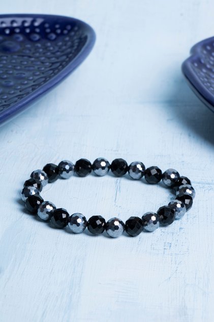 Certified Black Tourmaline - Hematite Natural Stone Bracelet