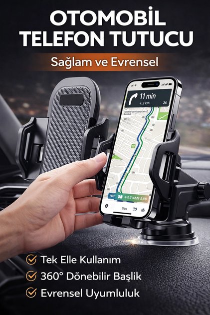 Platoon PL-8621 Ayarlanabilir Vantuzlu Araç Telefon Tutucu 360° Dönebilir Universal Oto Telefon Tuta
