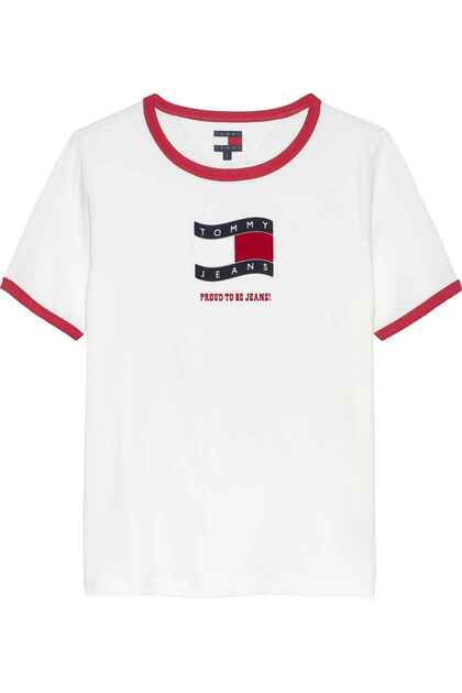 Women's Brand Logo T-Shirt in Ecru, Suitable for Daily Use