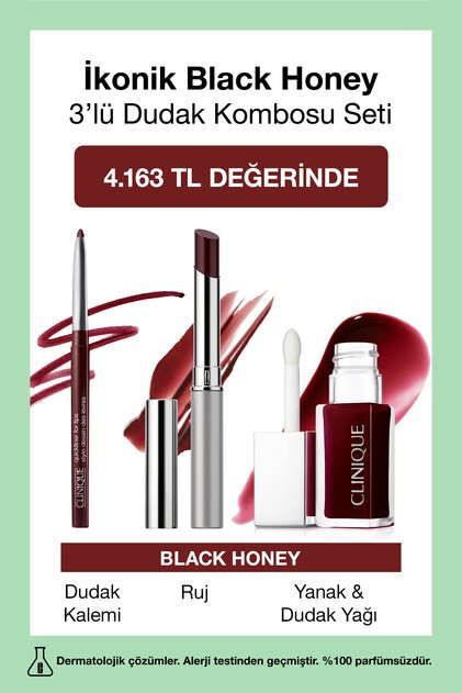 İkonik Black Honey 3'lü Dudak Kombosu Seti