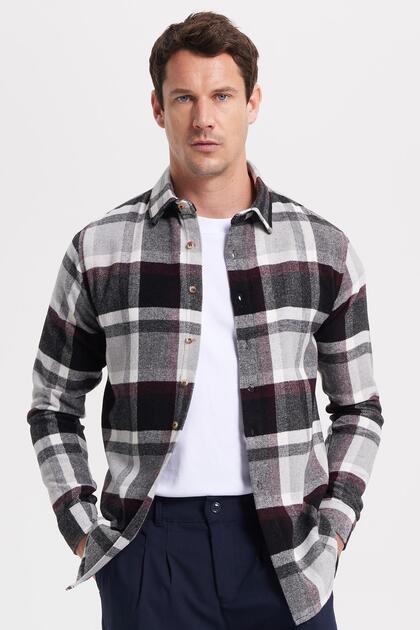 Men's Slim Fit slim fit checkered winter lumberjack shirt