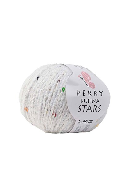 Perry Pufina Stars White - Colorful Sequins
