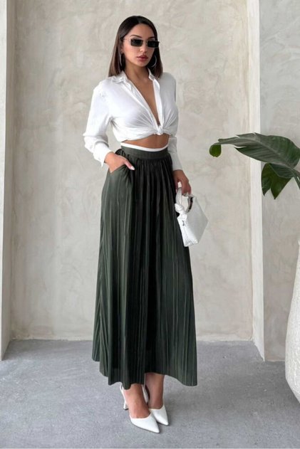 Women's Long Draped Lined Stylish Skirt