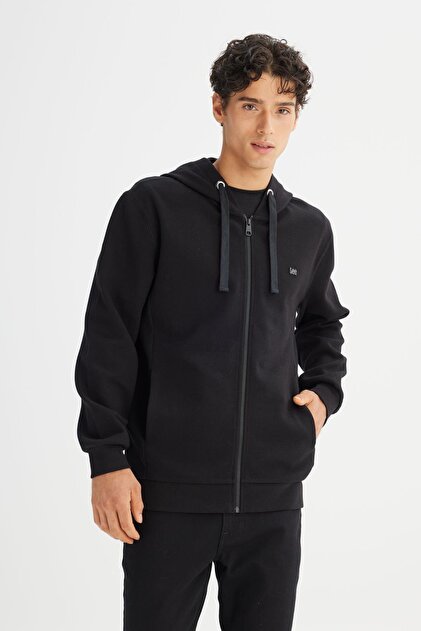 Lee Kapüşonlu Fermuarlı Siyah Erkek Sweatshirt L2520310001