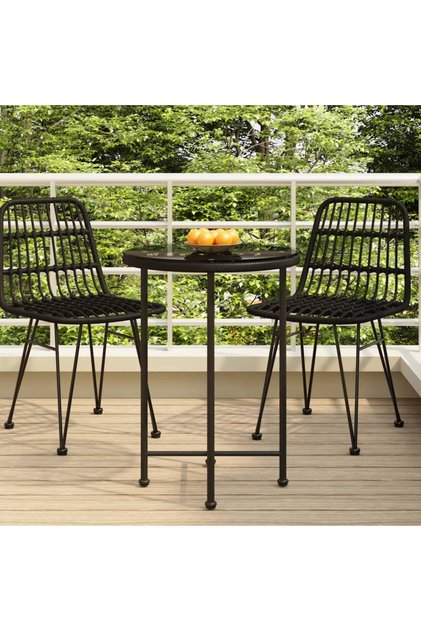 Dining Table Black Ø55 cm Tempered Glass and Steel