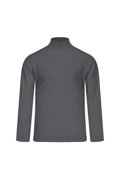 Gray Regular Fit Half Turtleneck Wool Sweater