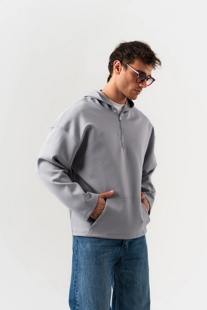Regent Scuba Fabric Kangaroo Pocket Detailed Hooded Sweatshirt Hoodie