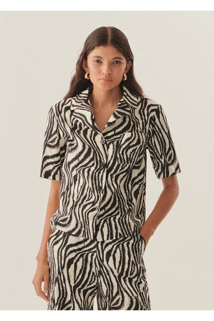 Zebra Patterned Cotton Regular Shirt