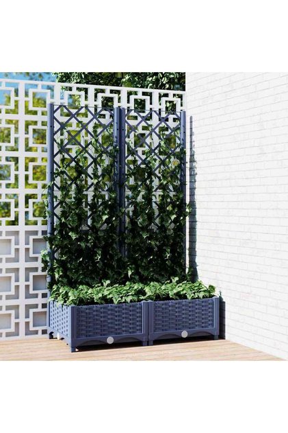 Garden Planter with Trellis Blue Grey 80x40x121.5 cm PP