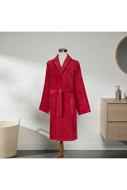 Beloved 100% cotton embroidered men's bathrobe - red (l/xl)
