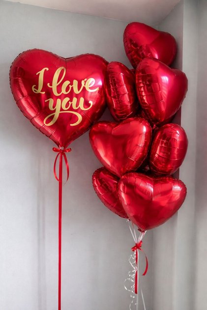 Valentine's Day I Love You Heart Foil Balloon Set Red Foil Heart Balloon Romantic Room Decoration