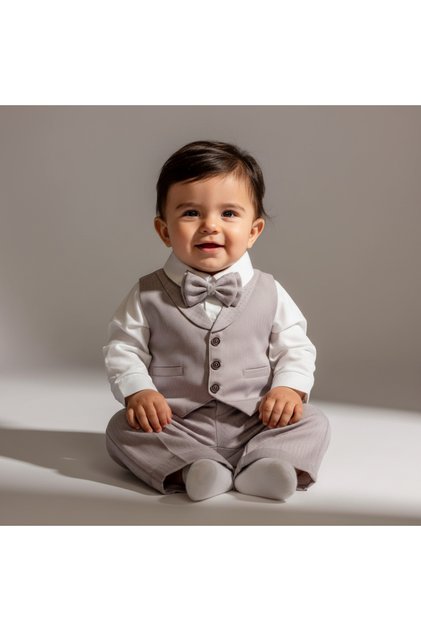 Pugi Polka Dot Collar Baby Boy Suit 0-3 Months 3-6 Months