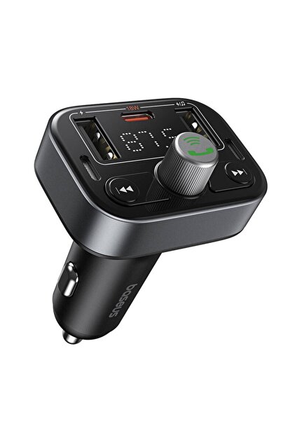 Διαμορφωτής FM και φορτιστής αυτοκινήτου με Bluetooth 5.3, USB, USB-C, οθόνη, PD18W, S-09 Pro - μαύρο
