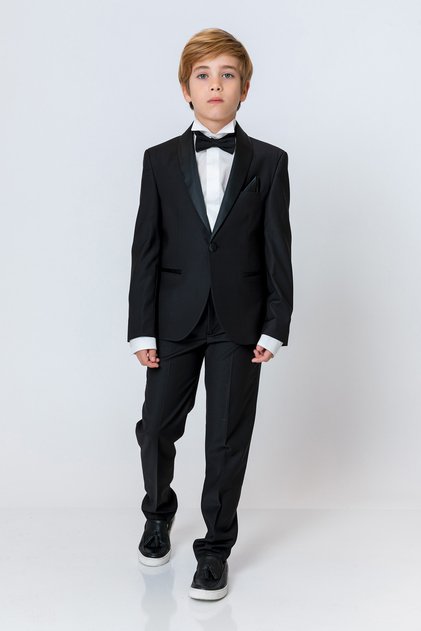 Boy's Stylish Black Collar Detailed Suit - New Season