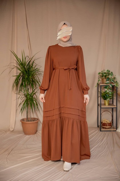 Ankanoor Roder Fabric Ribbed and Ruffle Detail Dress 145CM ANKA265124