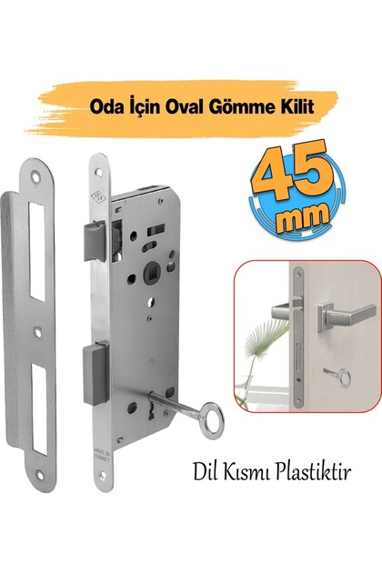 Sessiz Oda Kapı Gömme Kilidi 45 mm İç Silindirsiz Barelsiz Dayanıklı Metal Kilit Mekanizması