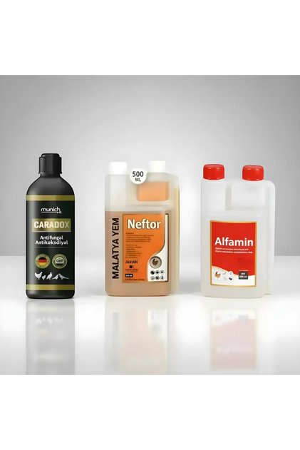 3 Lü Set Neftor Alfamin Caradox | Solunum, ve Mantar Destek - 500 ml