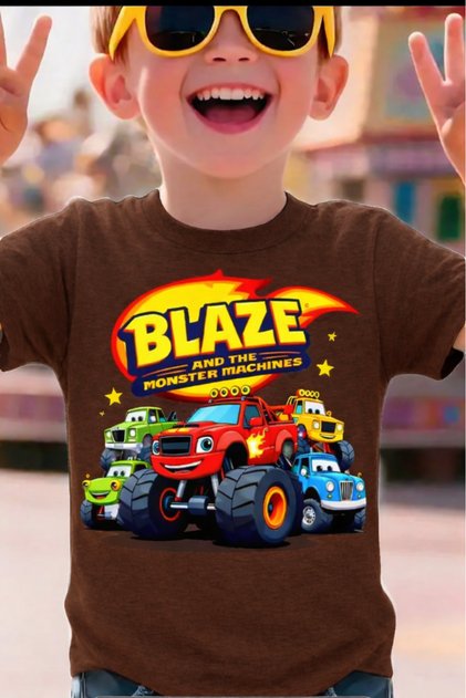 Blaze Cars Printed Unisex Children's T-Shirt