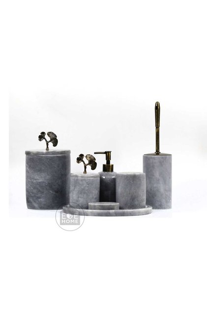 Decorative Gray Marble Bathroom Set 7-Piece Design Set with Antique Accessories\Marble Set