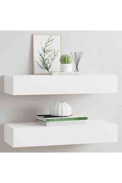 Wall-mounted Drawer Shelves 2 pcs White 60x23.5x10cm MDF