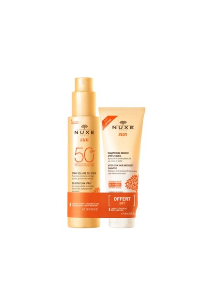 Set Nuxe: Șampon după soare pentru păr și corp 100 ml + Spray de protecție solară SPF 50 150 ml