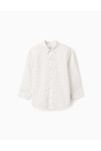 LS SHIRT POPLIN CO, WHITE, 13/14