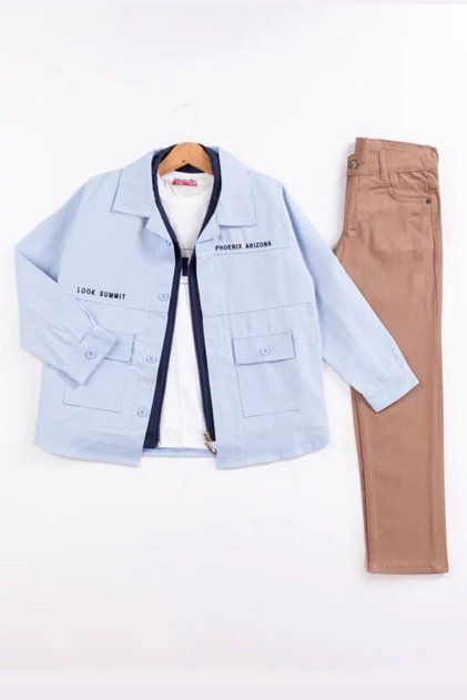 My Little Boy's Cicileri (9-12) Look Embroidered Boys' 4-Piece Set - Blue