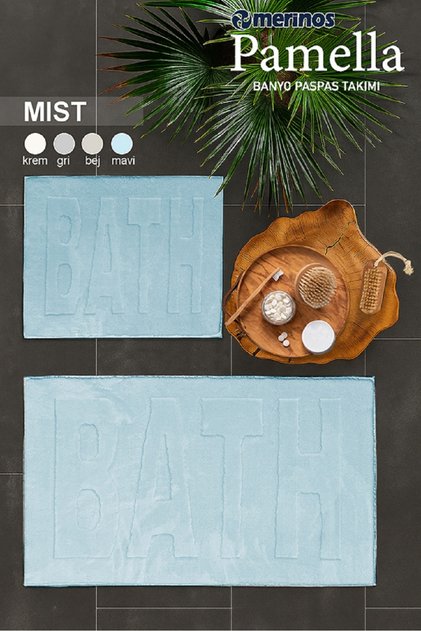 Pamella 2-Piece Bath Mat Set Mist Blue