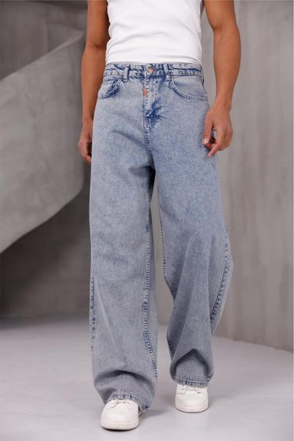 Puertas Men's High Waist Balloon Baggy Fit Loose Fit Jeans