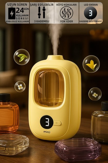 Smell 2x Yeni Nesil Şarjlı Otomatik Oda Kokusu Makinesi Sarı (1 ADET GARDENİA KOKUSU)