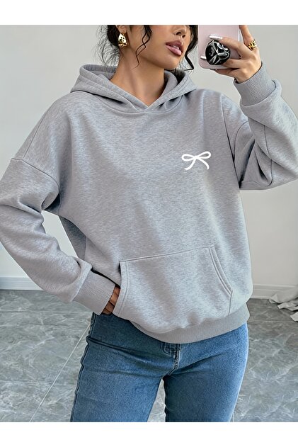 Unisex Ribbon Awareness Printed Hooded Comfortable Fit Oversized Cut Sweatshirt with Kangaroo Pocket