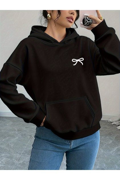 Unisex Ribbon Awareness Printed Hooded Comfortable Fit Oversized Cut Sweatshirt with Kangaroo Pocket