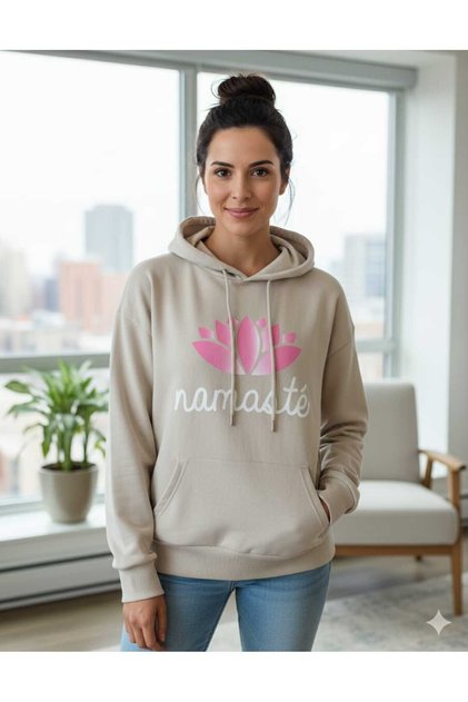 NAMASTE Baskılı Kapşonlu Sweatshirt