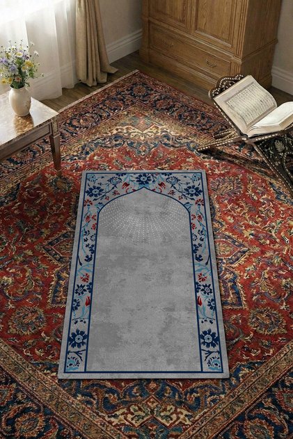 Non-Slip Sole Faux Fur Soft Prayer Rug 75x120 cm Stain Resistant Cushioned Prayer Mat