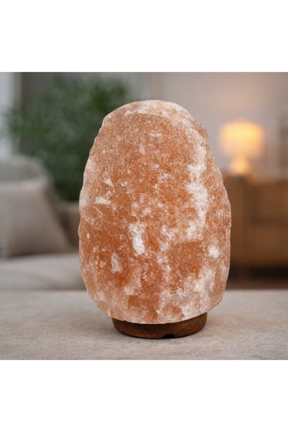 Lampă cu sare de Himalaya, 4-5 kg, întrerupător ON/OFF, suport din lemn