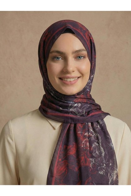 Digital Soft Shawl Wrinkle-Free Non-Slip Non-Ironing Tok DuruÅŸlu Patterned Headscarf Sl703