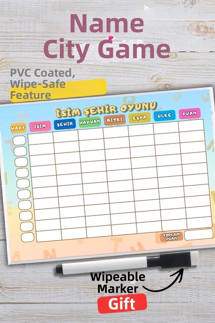 Name City Game Animal Plant Item Game Children's Christmas Family Game Summer-Sil Pen Gift Entertainment Set