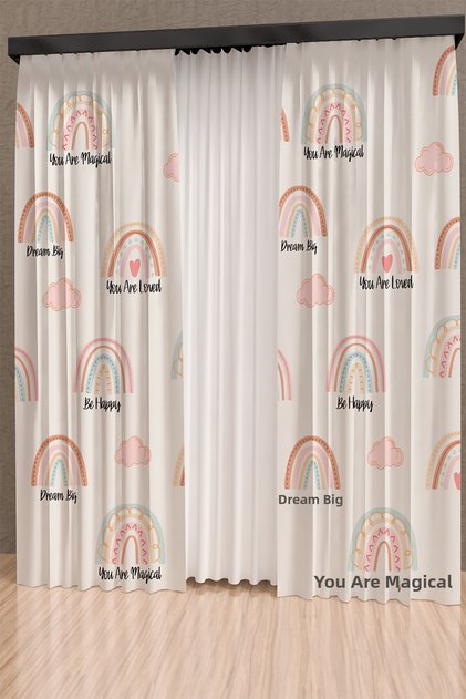 You Are Loved Magical Dream Big Rainbow Patterned Honeycomb Fabric Background Curtain