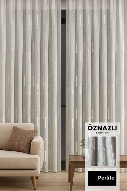 Pompom Linen Tulle Curtain – Stick Patterned – Tight Pleated | Full Size Measure Your Note to the Seller!