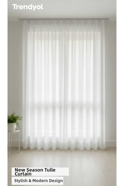 Plain Tulle Curtain 1X3 Heavily Pleated No Ironing Required En100-150-200Cm Various Sizes (Custom Size Available)