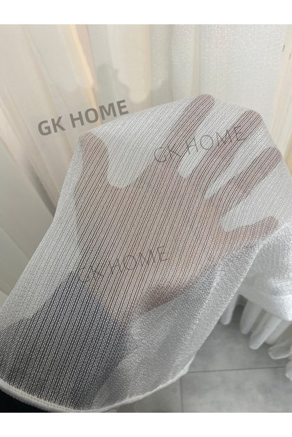 600 Snow Striped Matte Tulle Curtain - Canadian Tulle, Non-Wrinkling Tulle, Ironing-Free Tulle, Sik Pleat 1/5