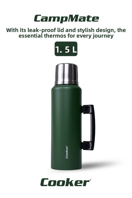 Campmate 1.5 L Stainless Steel Thermos Green Ckr2085