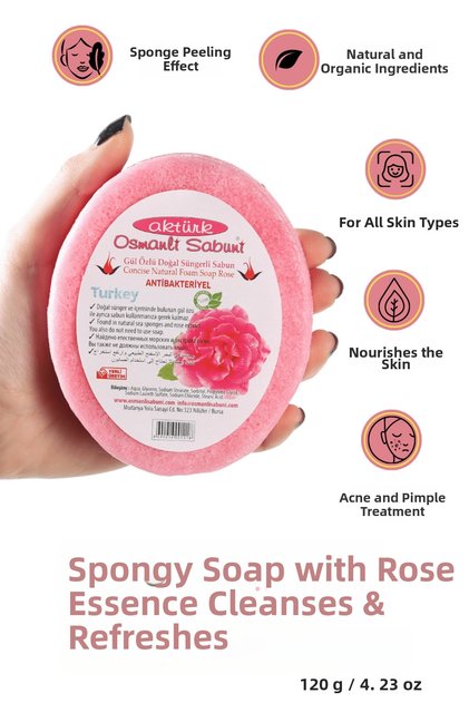 Rose Rose Extract Glycerin - Foam Bath Sponge 120 Gr