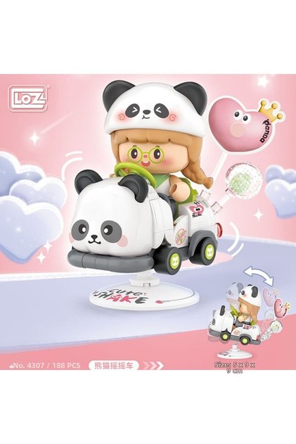Lz-4307 loz panda swinging drive 188 piece block toy