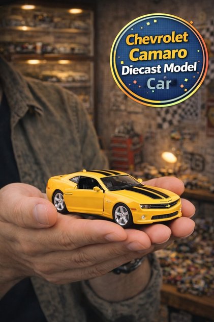 American Series Yellow Chevrolet Camaro 20 Pop-Up Door Pull and Go Metal Car 1:32