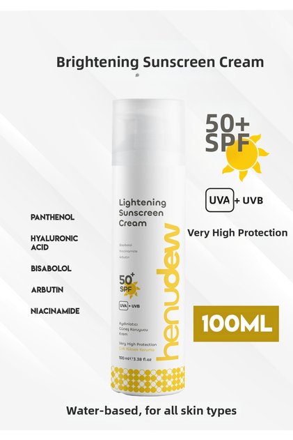 Brightening, Moisturizing, Water-Based Sunscreen Cream 50 Spf+ Very High Protection Niacinamide
