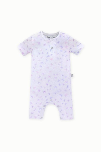 Baby Cotton Short Sleeve Shorts Romper Butterflies Lilac