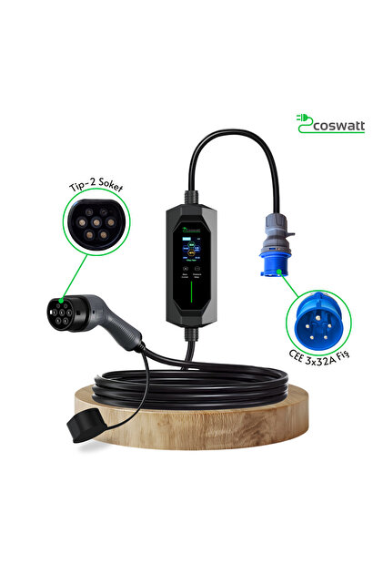 Mayuk Dizayn Coswatt Taşınabilir Ev Şarj Cihazı 32A/7.4kw/5m